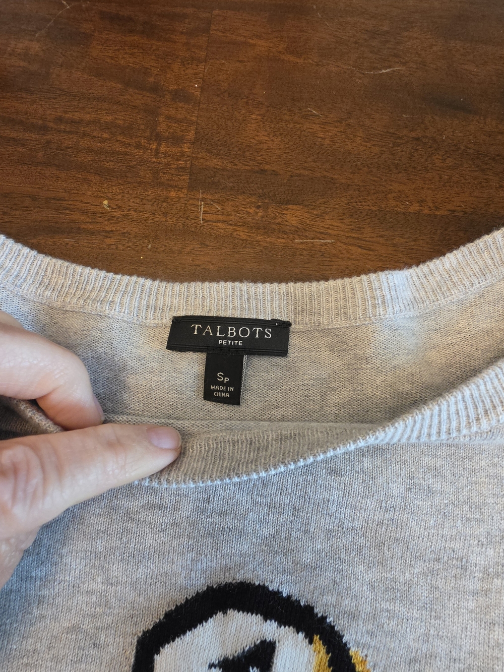 Talbots Heather Gray Lightweight Knit Puffin Graphic Sweater - Picture 2 of 6